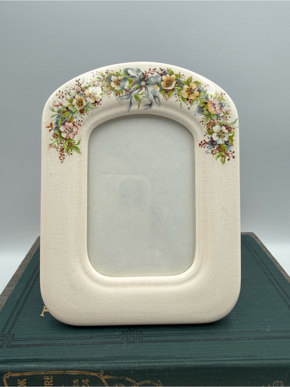 Vintage Hallmark Porcelain Cottagecore Floral Table Top Picture Frame